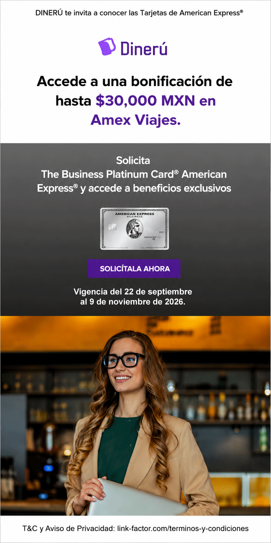 American Express — Bonificación hasta $30,000 MXN en Amex Viajes